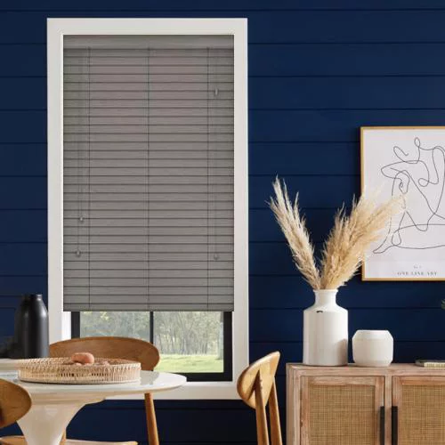 Wood Impressions Ash Grey Faux Wood Blind | Blinds.Online