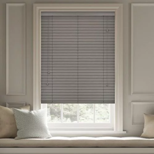 Wood Impressions Ash Grey Faux Wood Blind | Blinds.Online