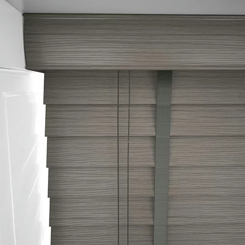 Wood Impressions Ash Grey with Tapes Faux Wood Blind | Blinds.Online