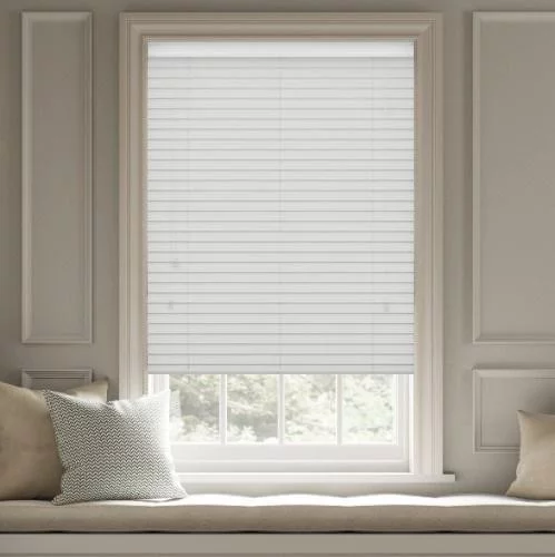 Wood Impressions Embossed Ice White Faux Wood Blind | Blinds.Online