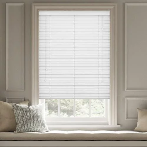 Wood Impressions Ice White Faux Wood Blind | Blinds.Online