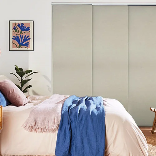 Winona Blackout Dove Grey Panel Blind | Blinds.Online