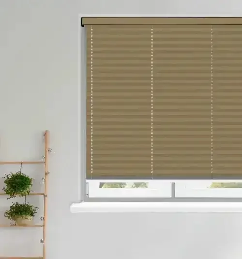 Allyn Taupe Pleated Blind | Blinds.Online