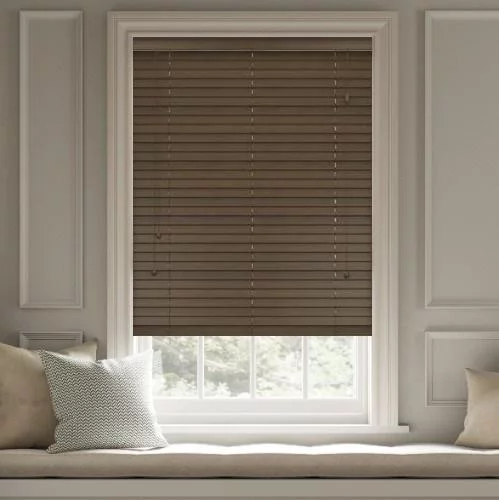 Pure Wood Dark Oak Real Wood Blind | Blinds.Online