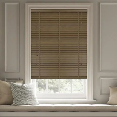 Pure Wood Dark Oak with Tapes Real Wood Blind | Blinds.Online