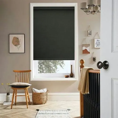 Lunafern Blackout Black Roller Blind | Blinds.Online