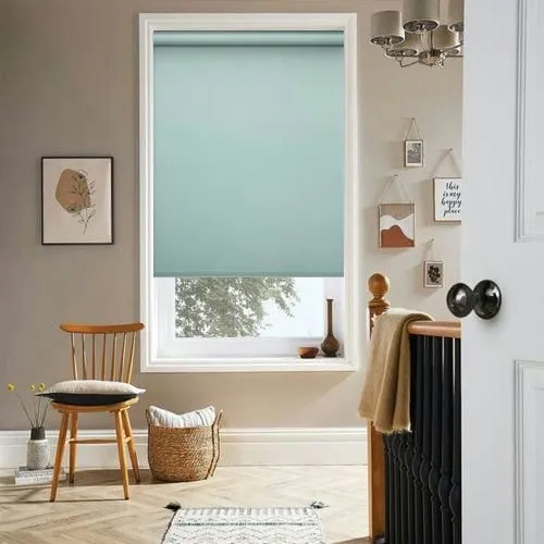 Rhododendron Iris Blackout Mint Roller Blind | Blinds.Online