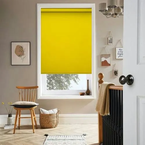 Rhododendron Iris Blackout Yellow Roller Blind | Blinds.Online